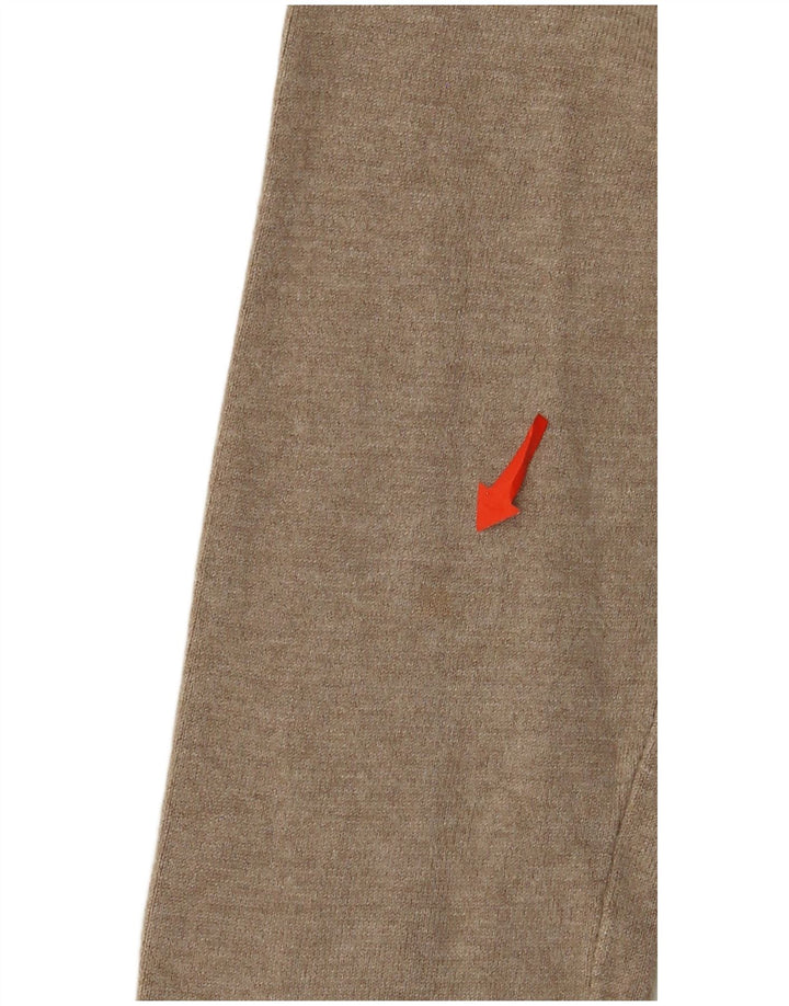 Zara Womens V-Neck Jumper Sweater UK 12 Medium Beige Rayon