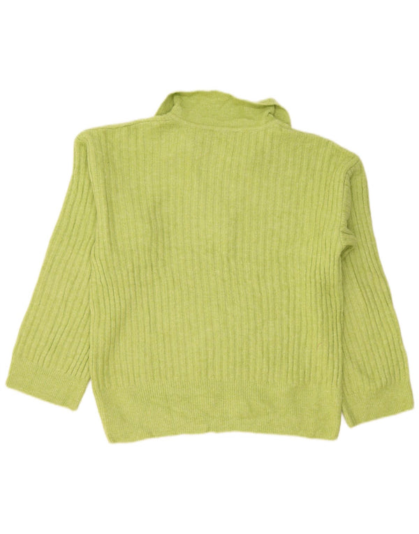 Zara Womens Oversized Polo Neck Jumper Sweater UK 10 Small Green Acrylic