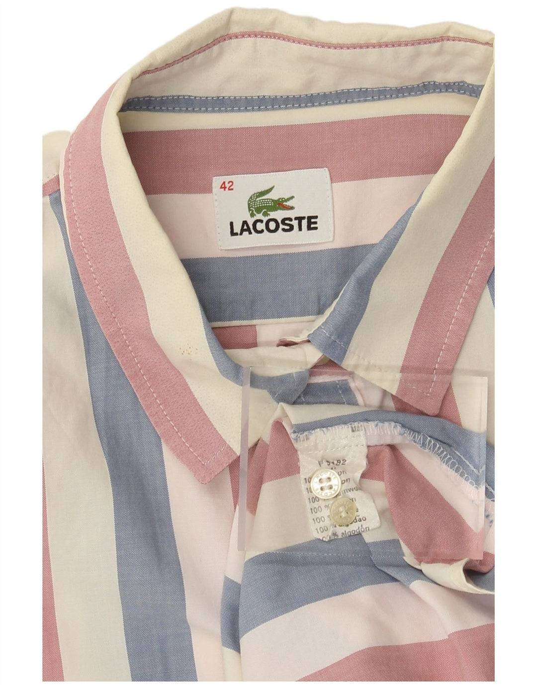 Lacoste Womens Shirt Size 42 Large Multicoloured Striped Cotton