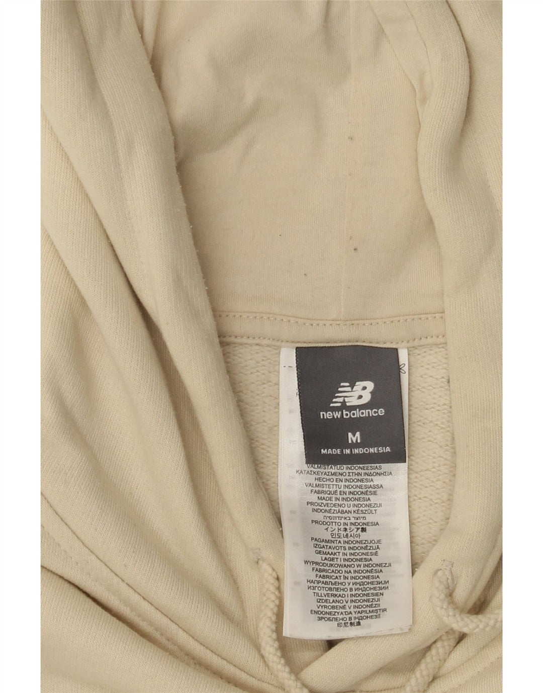 NEW BALANCE Mens Graphic Loose Fit Hoodie Jumper Medium Beige Cotton