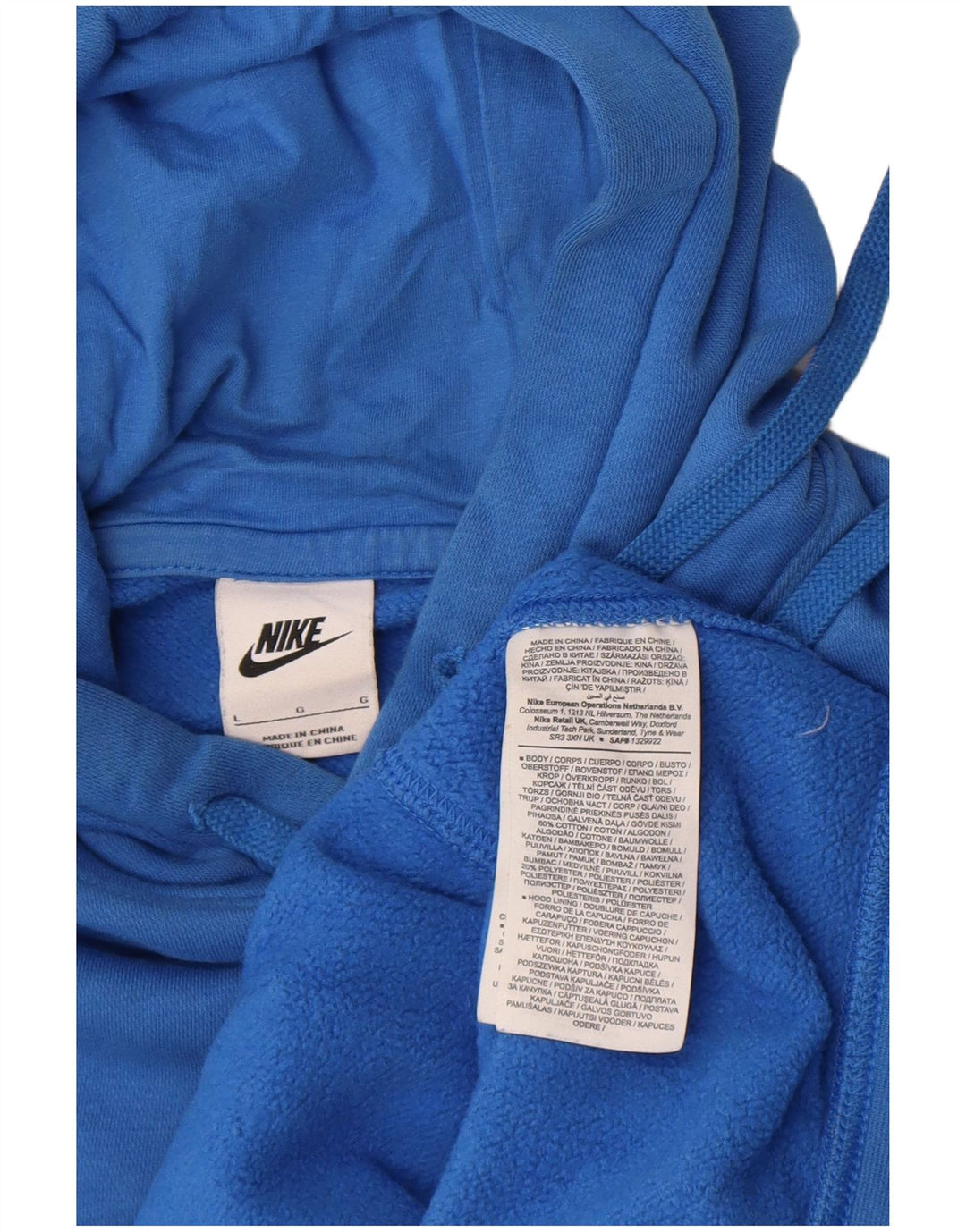Nike Mens Hoodie Jumper Large Blue Cotton
