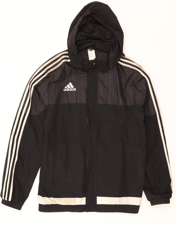 ADIDAS Mens Hooded Rain Jacket UK 38 Medium Black Colourblock Polyester