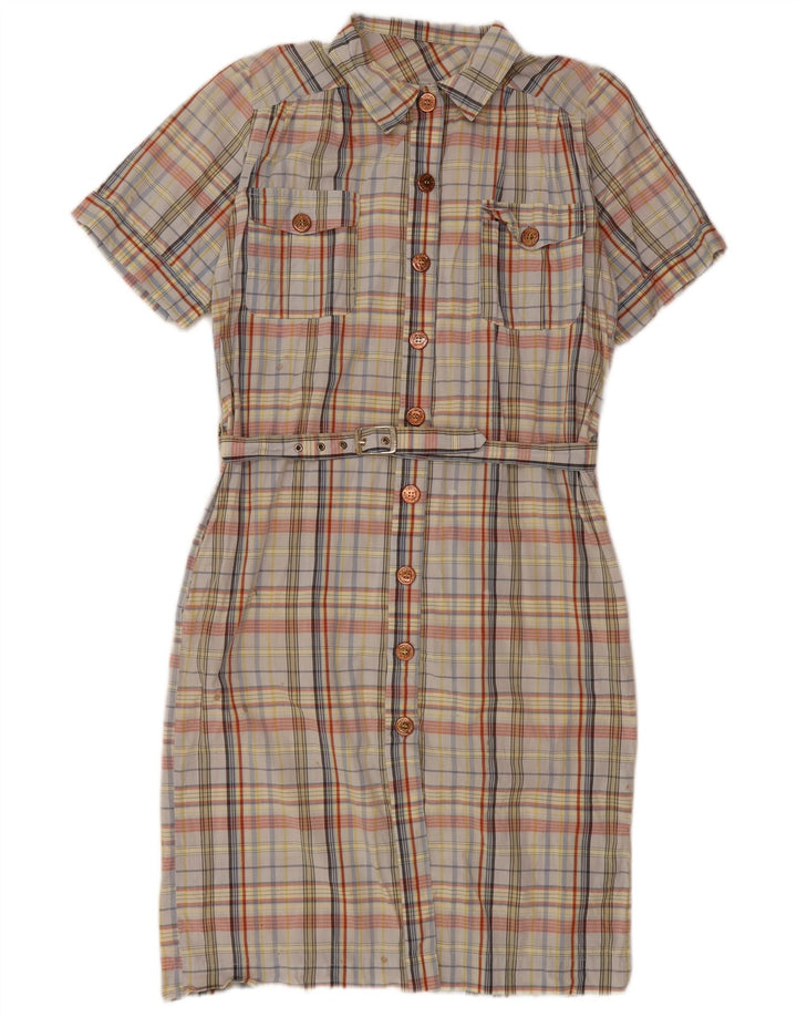 Vintage Womens Shirt Dress UK 14 Medium Multicoloured Check Cotton