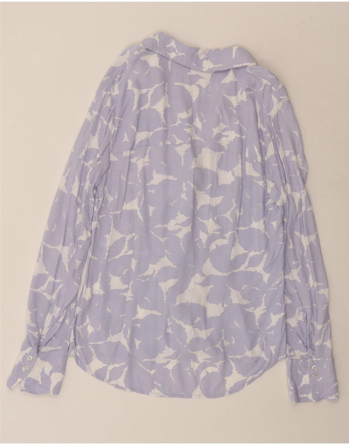 BENETTON Womens Shirt UK 14 Medium Purple Floral Viscose