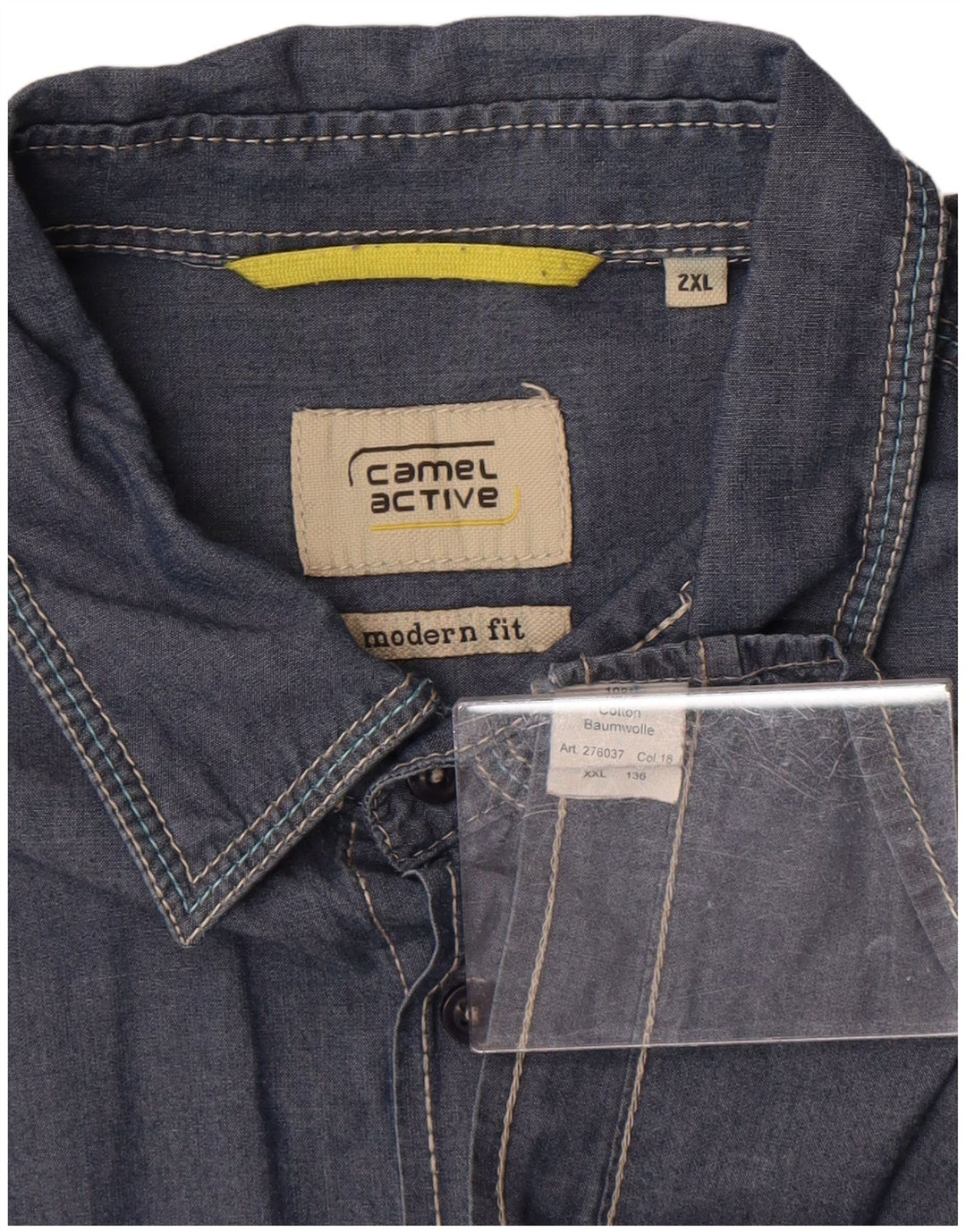 Camel Active Mens Modern Fit Shirt 2XL Navy Blue Cotton