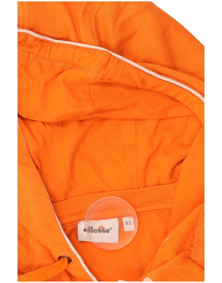 ELLESSE Mens Graphic Hoodie Jumper XL Orange Cotton