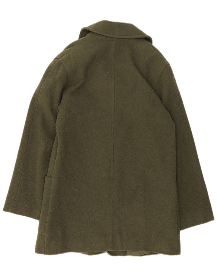 VINTAGE Womens Oversized Overcoat UK 10 Small  Green Wool