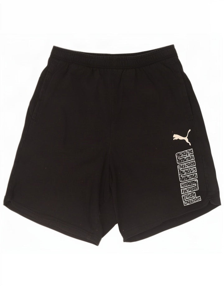Puma Mens Graphic Sport Shorts Medium Black Cotton