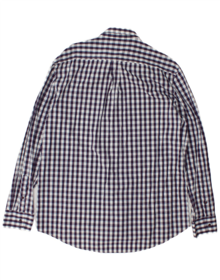 Dack's Mens Regular Fit Shirt 2XL Navy Blue Gingham Cotton
