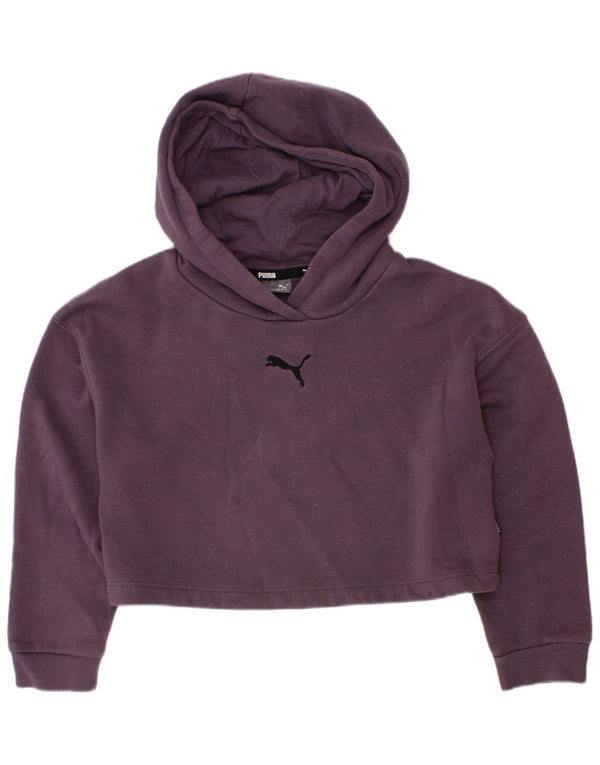 PUMA Girls Crop Hoodie Jumper 7-8 Years Purple