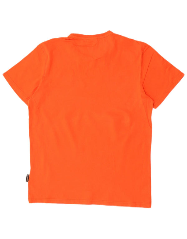 Napapijri Mens T-Shirt Top Medium Orange Cotton