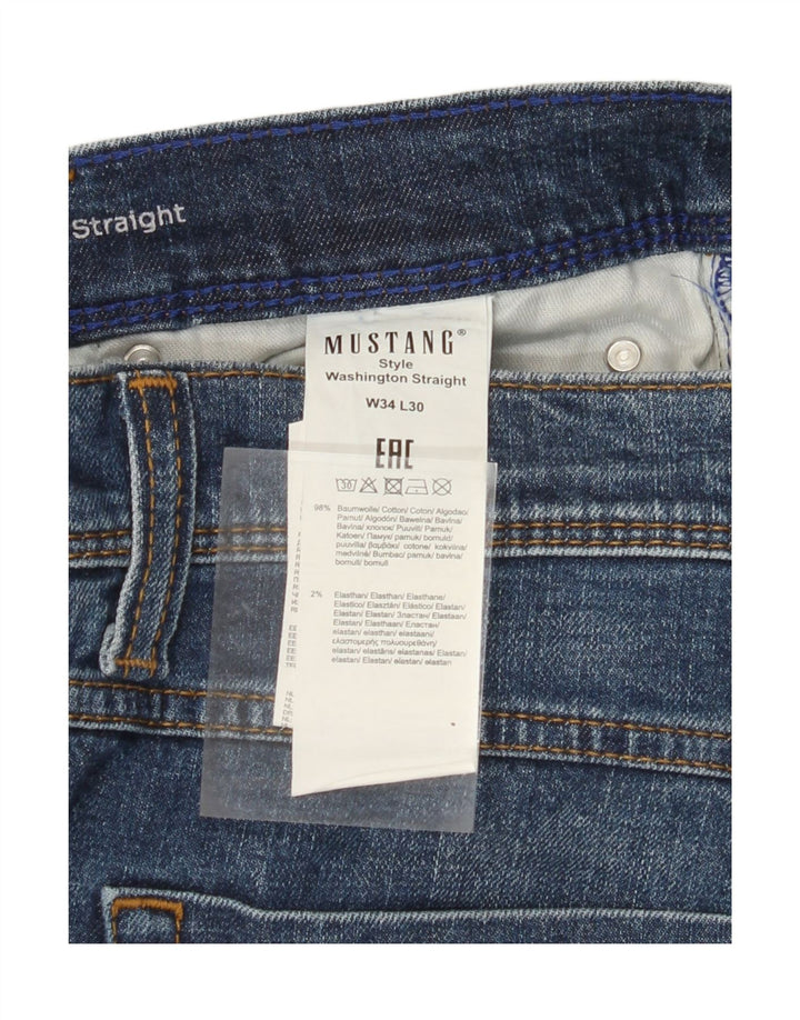 MUSTANG Mens Straight Jeans W34 L30 Blue Cotton