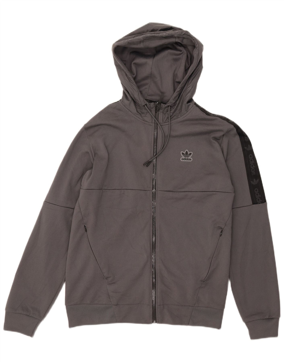 Adidas Mens Zip Hoodie Sweater Medium Grey Colourblock Polyester