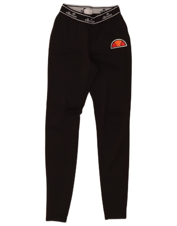 ELLESSE Womens Graphic Leggings UK 6 XS  Black Polyester