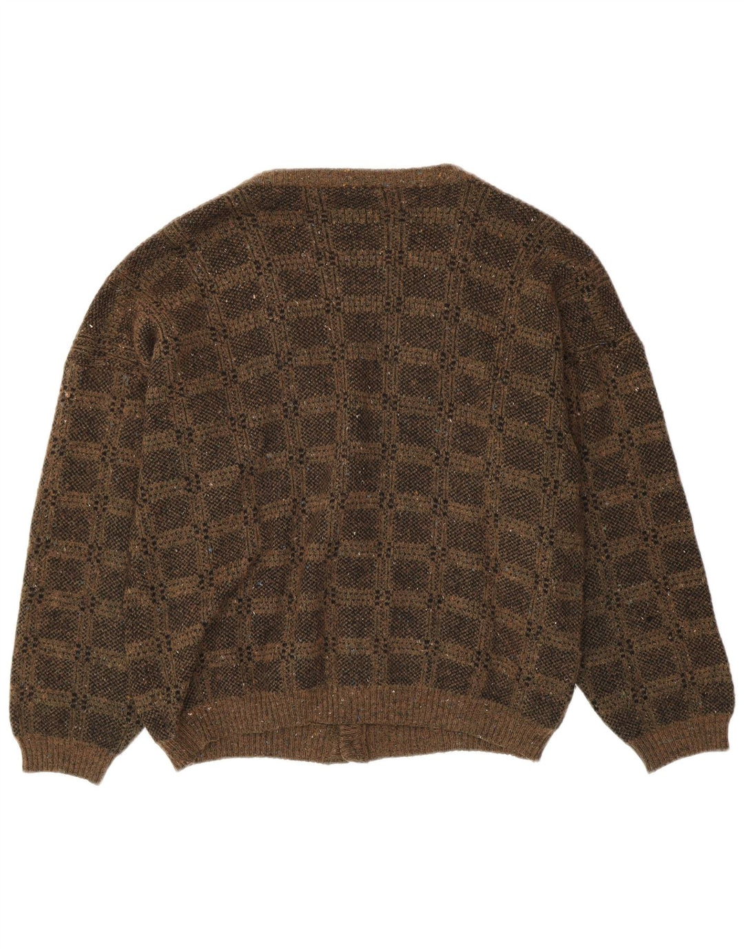 Viky Tricot Mens Cardigan Sweater IT 52 Large Brown Geometric