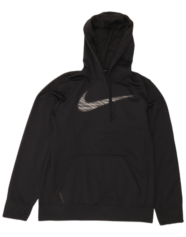 NIKE Mens Therma-Fit Graphic Hoodie Jumper Small Black Polyester
