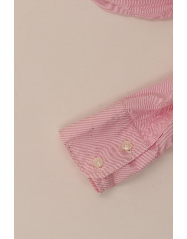 Benetton Womens Shirt UK 12 Medium Pink Pinstripe