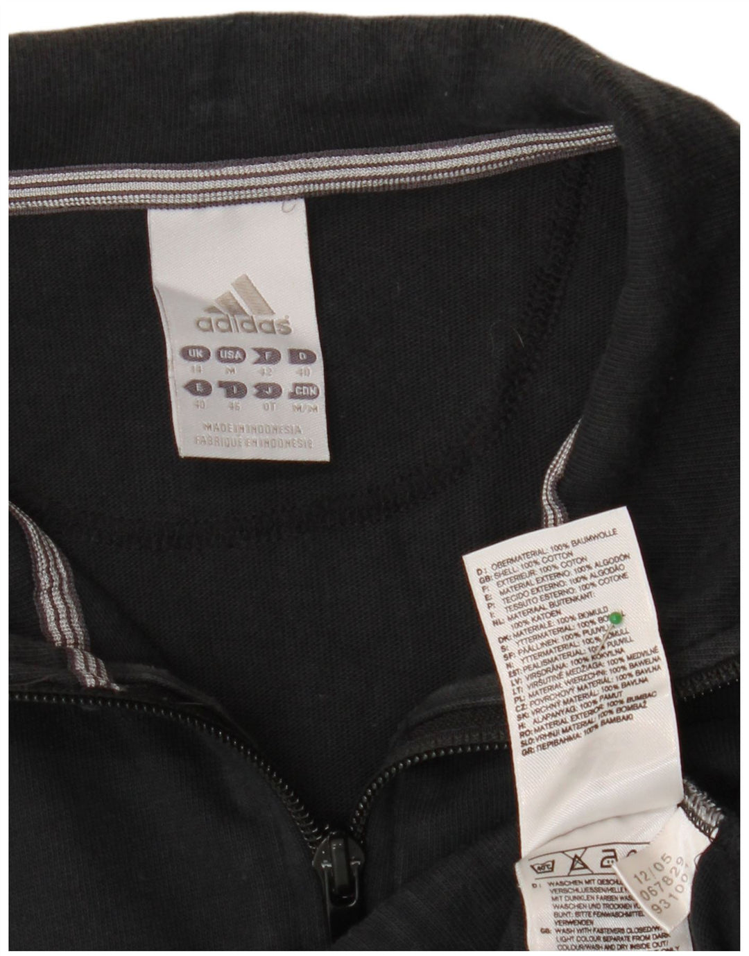ADIDAS Womens Tracksuit Top Jacket UK 14 Medium Black Cotton