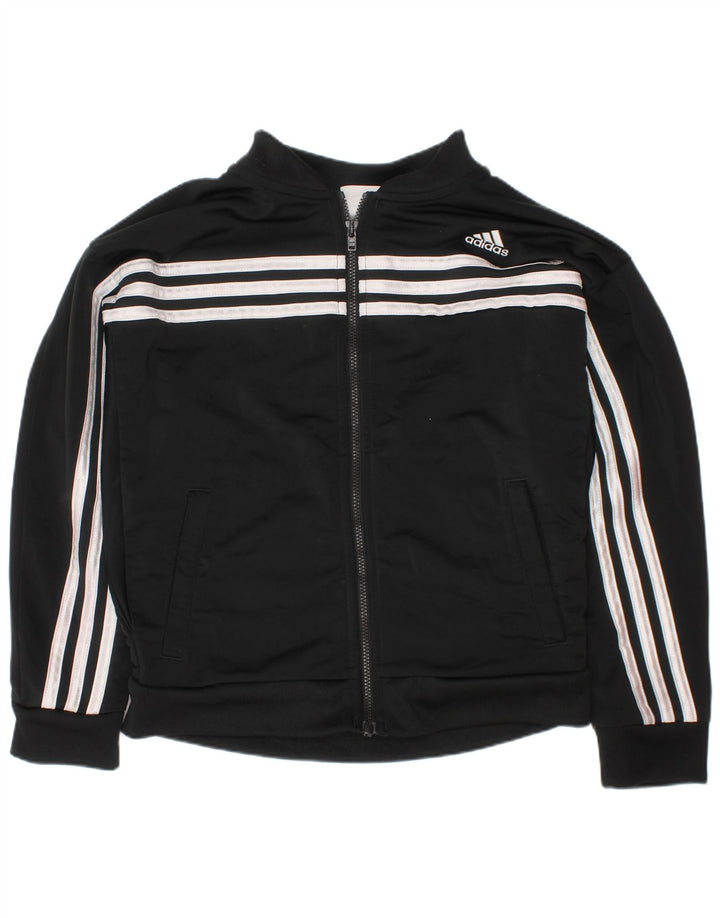 Adidas Boys Tracksuit Top Jacket 7-8 Years Small Black Polyester