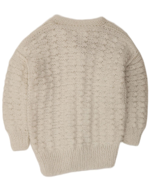 VINTAGE Womens Cardigan Sweater UK 14 Medium White