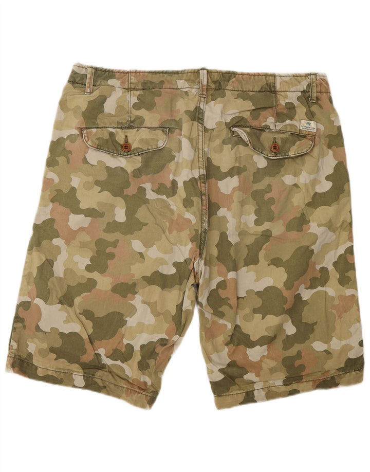 SCOTCH & SODA Mens Chino Shorts W33 Medium Khaki Camouflage Cotton