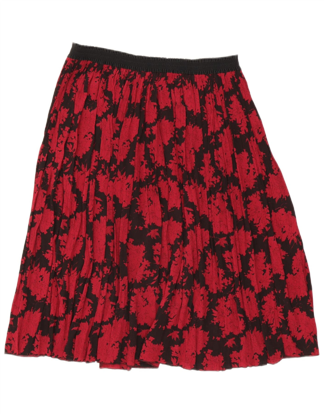 Vintage Womens A-Line Skirt W30 Medium Red Floral Polyester