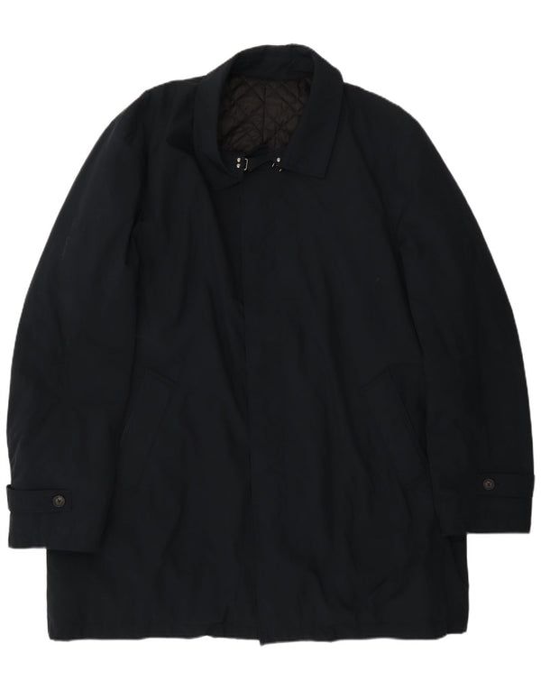 Borsalino Mens Raincoat IT 56 3XL Navy Blue Polyester Classic