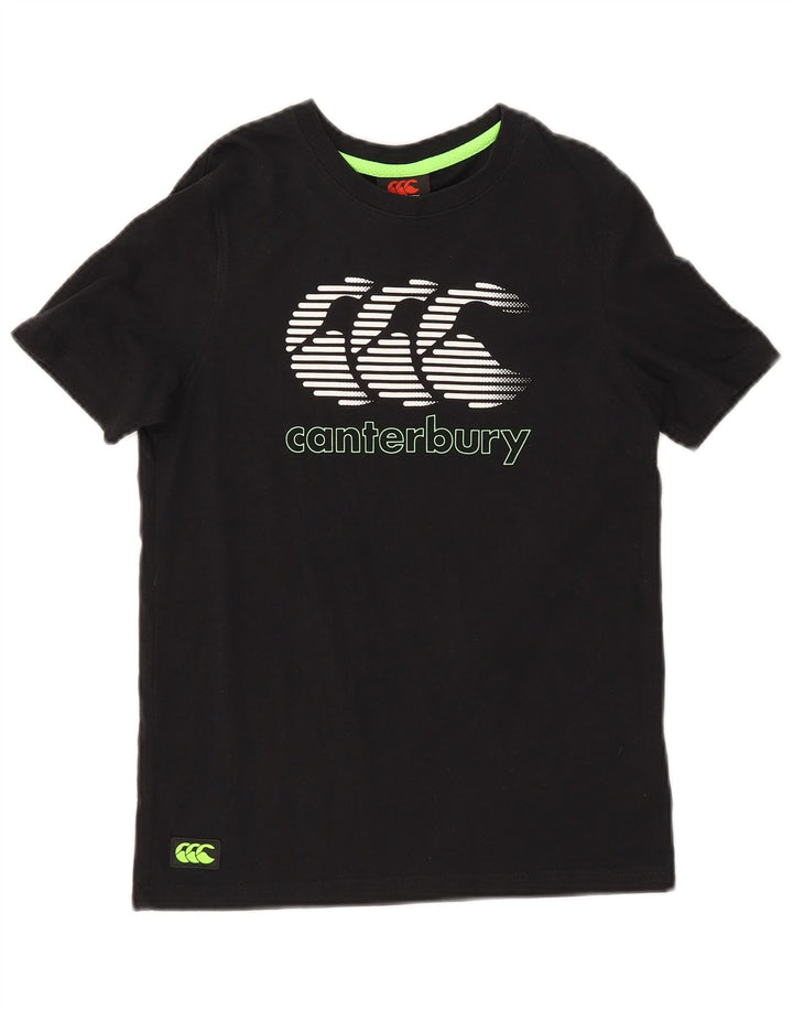 CANTERBURY Boys Graphic T-Shirt Top 11-12 Years Black Cotton