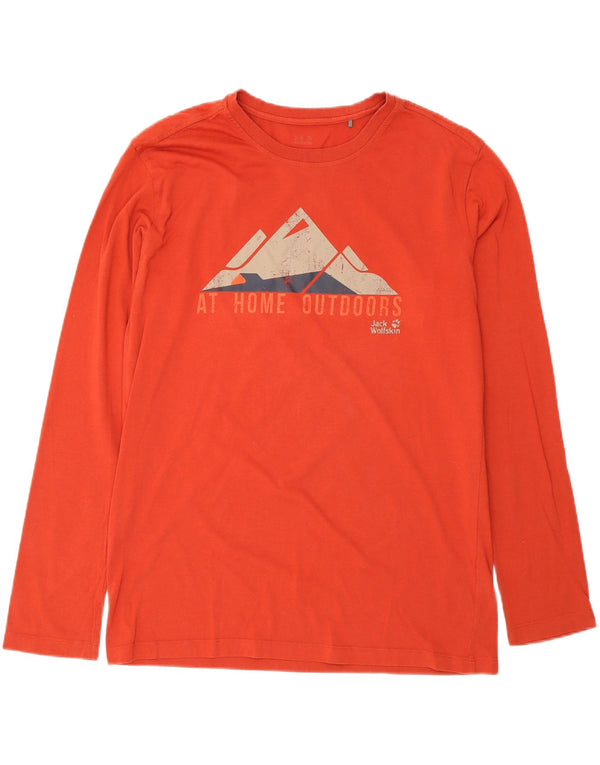 Jack Wolfskin Mens Graphic T-Shirt Long Sleeve Large Orange Cotton