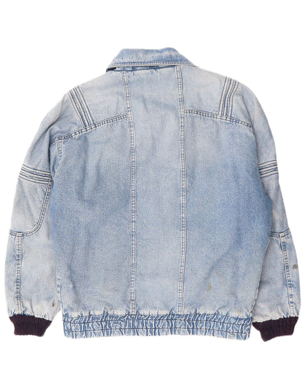 POP 84 Mens Vintage Loose Fit Denim Sherpa Jacket UK 38 Medium Blue Cotton
