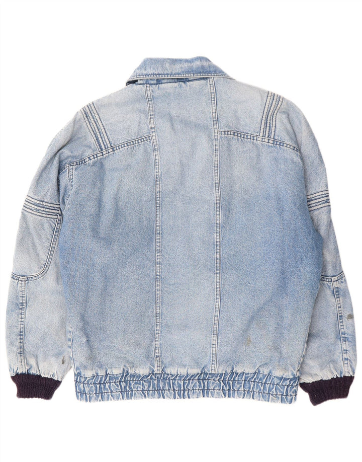 POP 84 Mens Vintage Loose Fit Denim Sherpa Jacket UK 38 Medium Blue Cotton