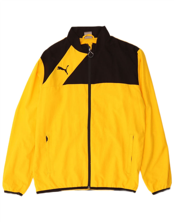 Puma Mens Tracksuit Top Jacket Medium Yellow Colourblock Polyester