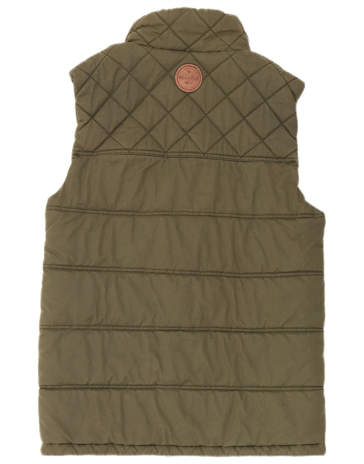Weird Fish Mens Padded Gilet UK 38 Small Green Polyester
