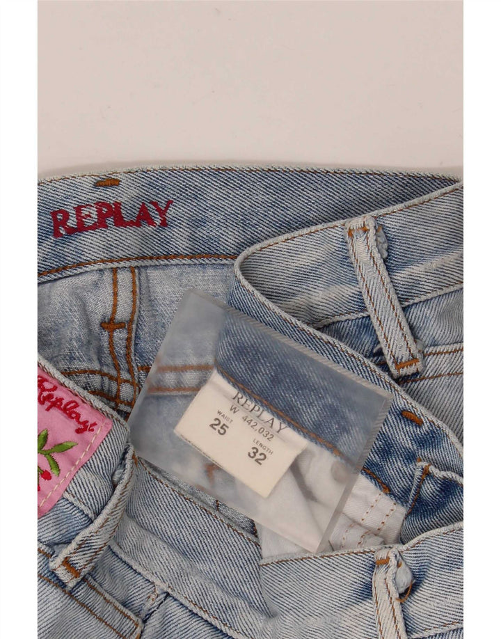 Replay Womens Flared Jeans W25 L30 Blue Cotton