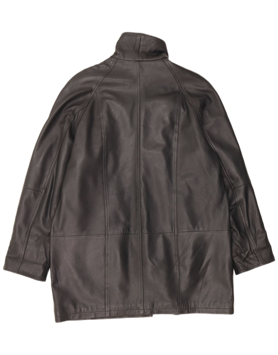 Barisal Womens Oversized Leather Coat EU 40 Medium Black