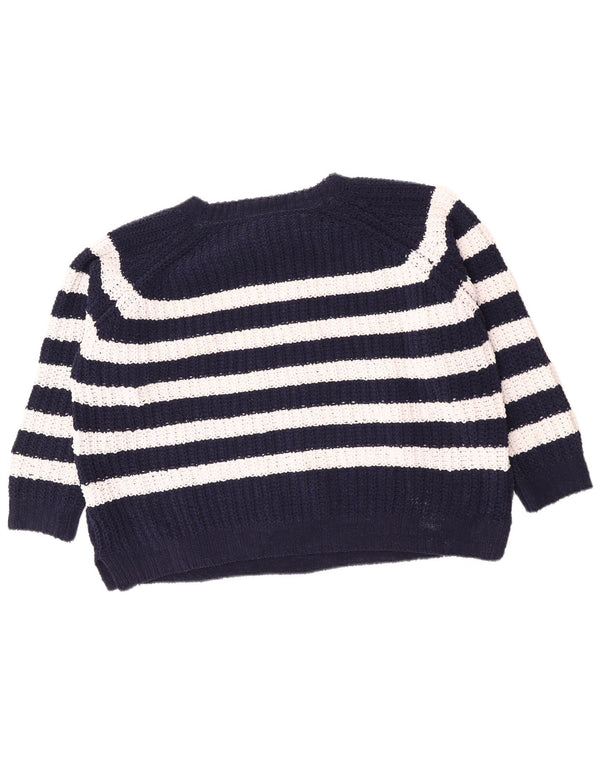 Joules Womens Boat Neck Jumper Sweater UK 18 XL Navy Blue Striped Polyester
