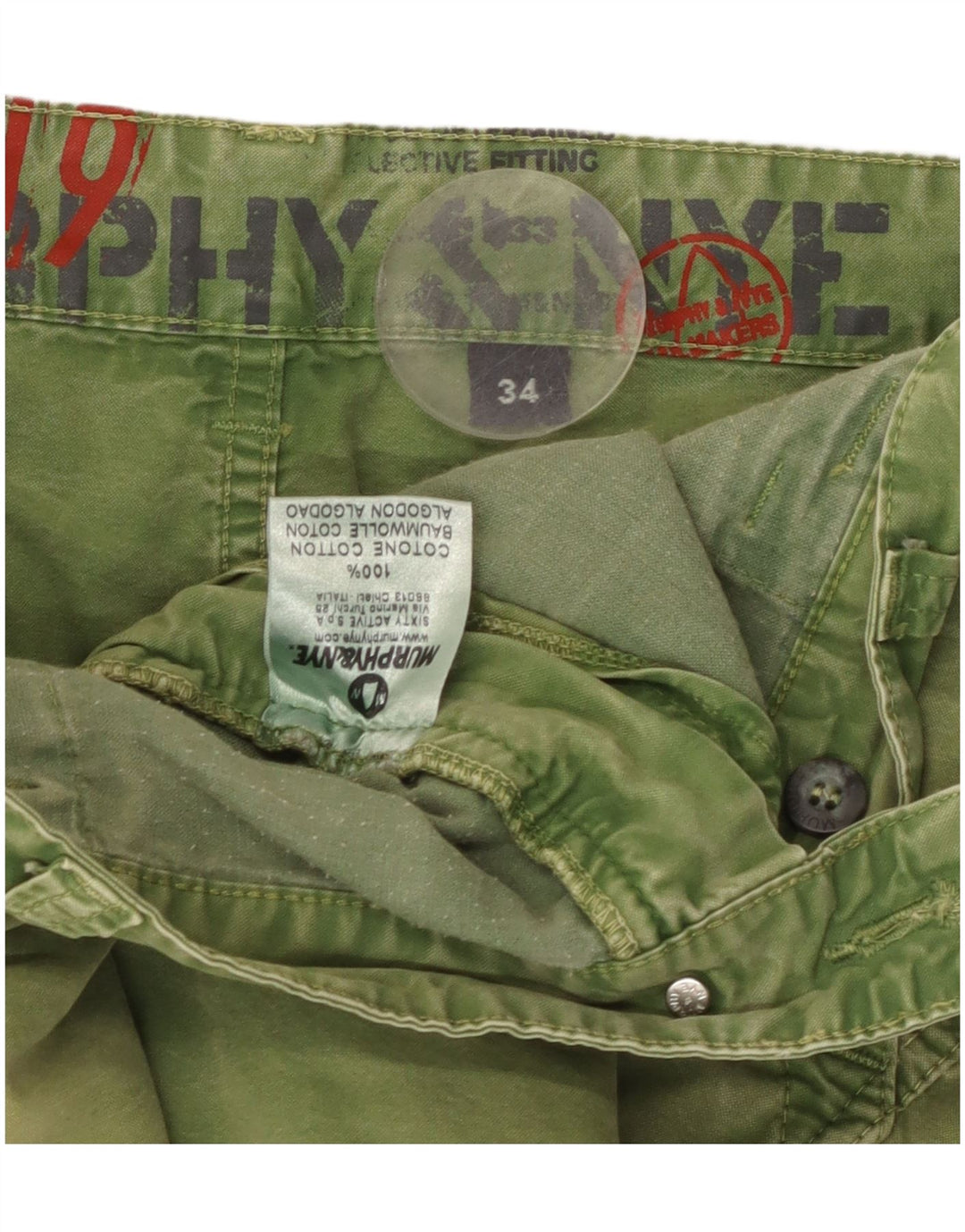 Murphy & Nye Mens Chino Shorts  W34 Large Green Cotton