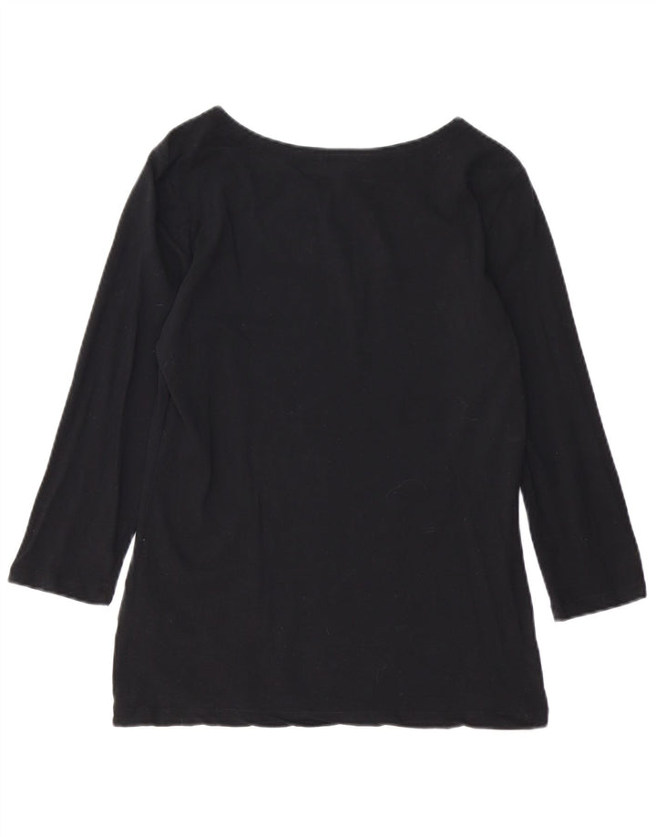 Tommy Hilfiger Womens Top 3/4 Sleeve UK 12 Medium Black Cotton