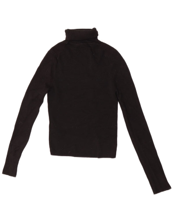 Zara Womens Crop Roll Neck Jumper Sweater UK 12 Medium Black Viscose