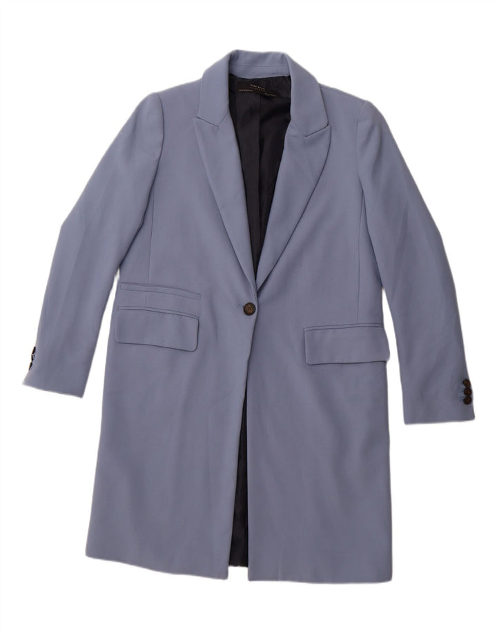 ZARA Womens Oversized Overcoat UK 6 XS Blue Polyester