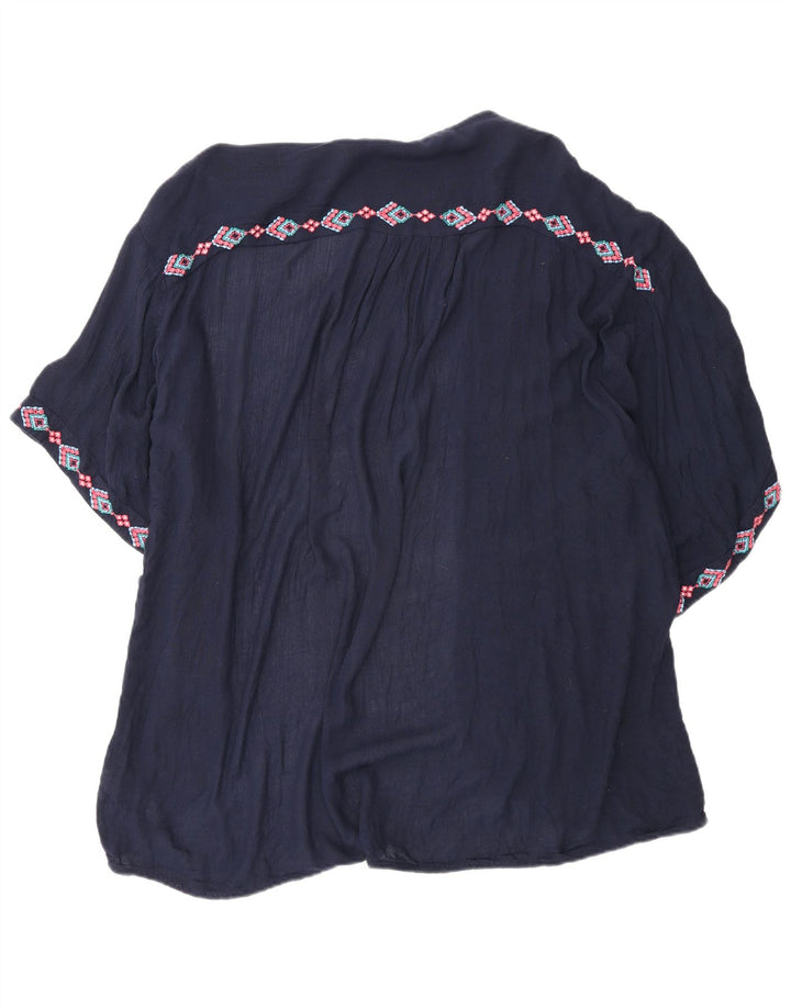 Fat Face Womens Oversized Cardigan Top UK 14 Medium Navy Blue Geometric