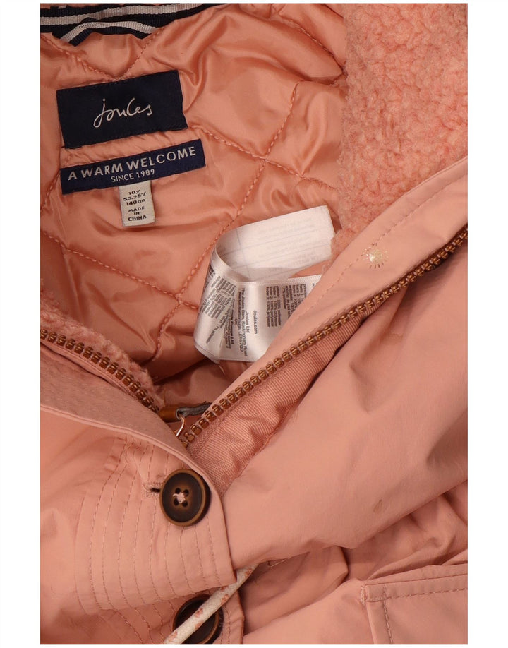Joules Girls Hooded Parka Jacket 9-10 Years Pink Polyester