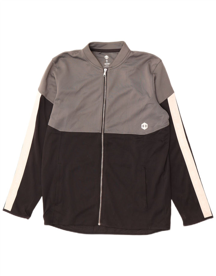 UNDER ARMOUR Mens Tracksuit Top Jacket Medium Black Colourblock Polyester