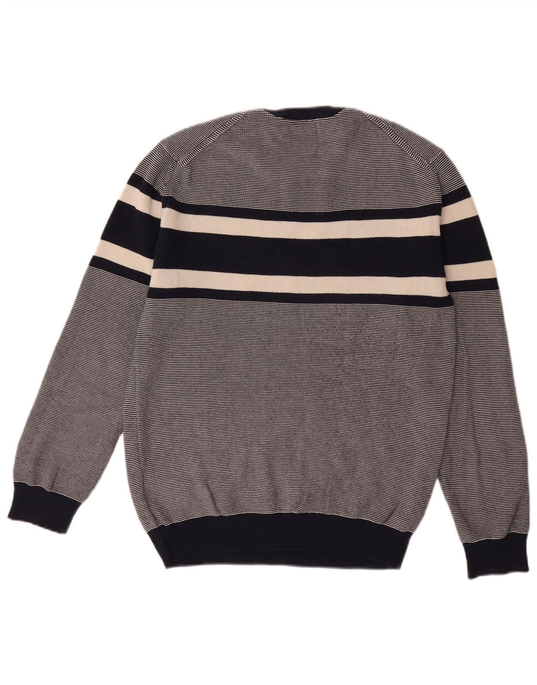 GANT Mens Crew Neck Jumper Sweater Medium Navy Blue Striped Cotton