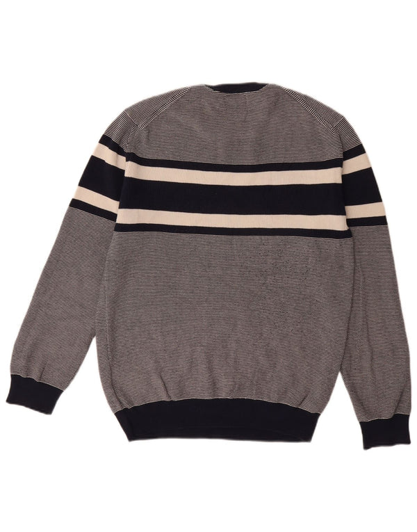 GANT Mens Crew Neck Jumper Sweater Medium Navy Blue Striped Cotton