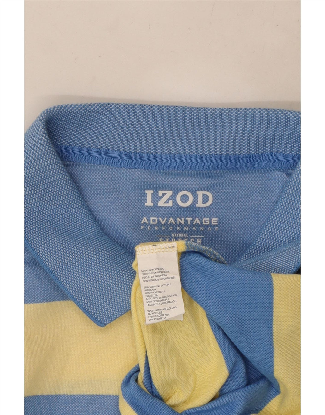 IZOD Mens Polo Shirt XL Blue Striped Cotton