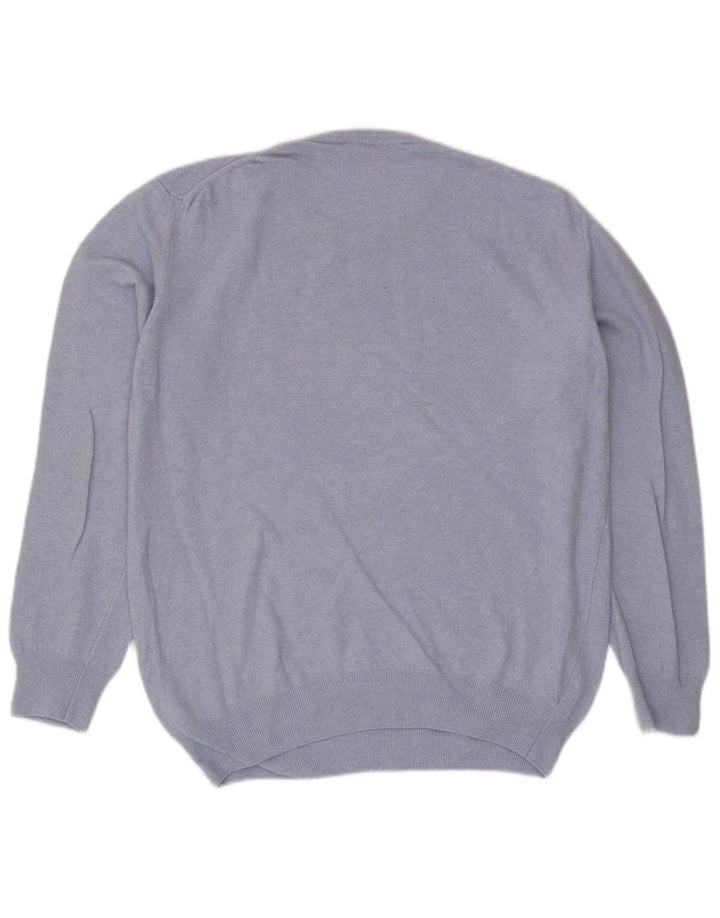 Trussardi Mens Crew Neck Jumper Sweater Medium Blue Wool