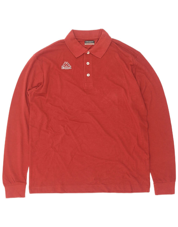 Kappa Mens Long Sleeve Polo Shirt Large Red Cotton