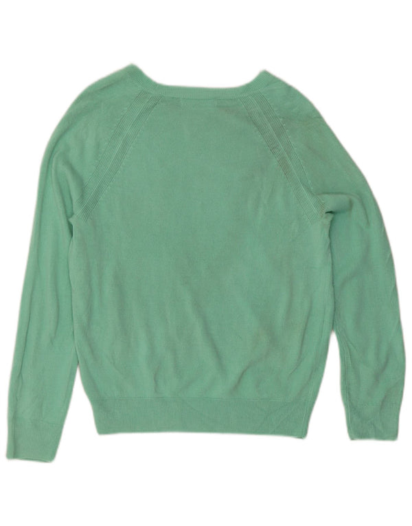 Marks & Spencer Womens Boat Neck Jumper Sweater UK 10 Small Green Acrylic