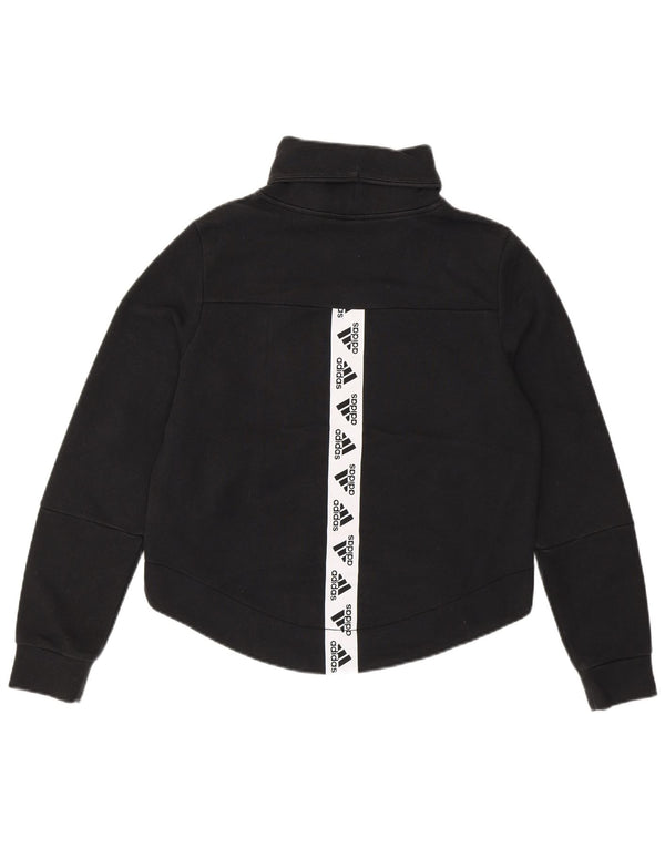 Adidas Womens Graphic Sweatshirt Jumper UK 8/10 Small Black Cotton